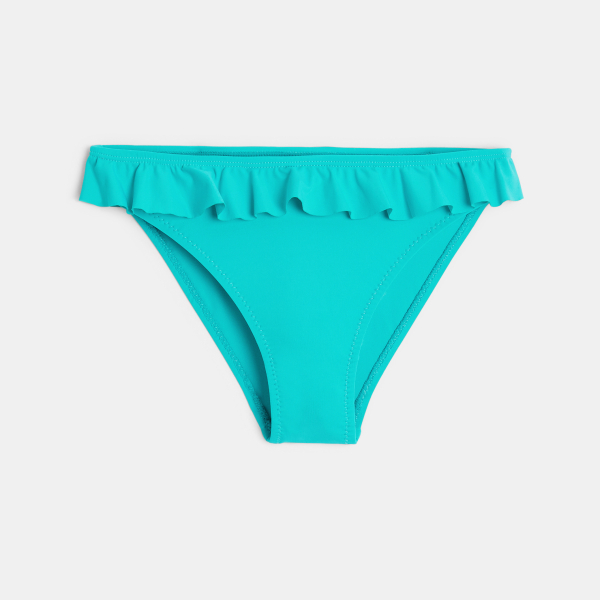 سروال سباحة بكشكشة سادة باللون الأزرق الفيروزي للفتيات